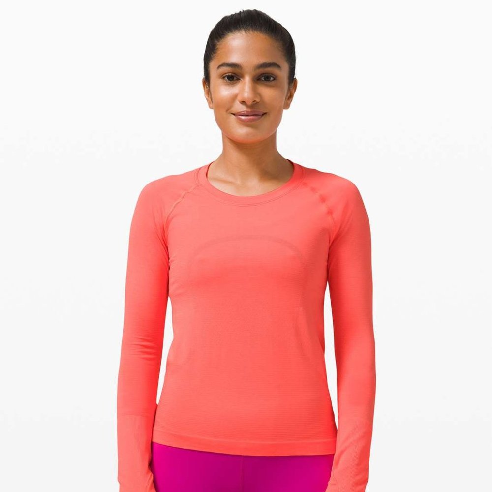 EUC Lululemon Swiftly Tech Long Sleeve 2.0 *Race Length Sunset Size 2